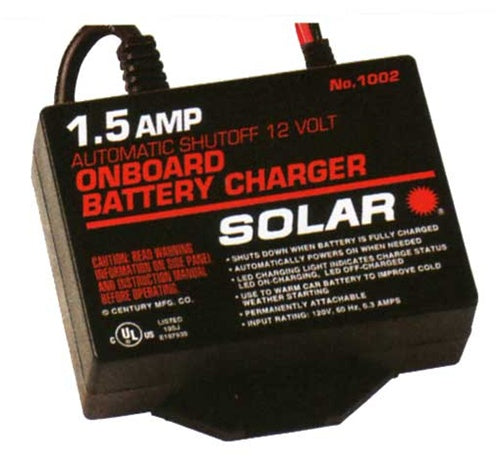 1002 Solar 1.5 Amp 12 Volt On Board Automotive Battery Charger